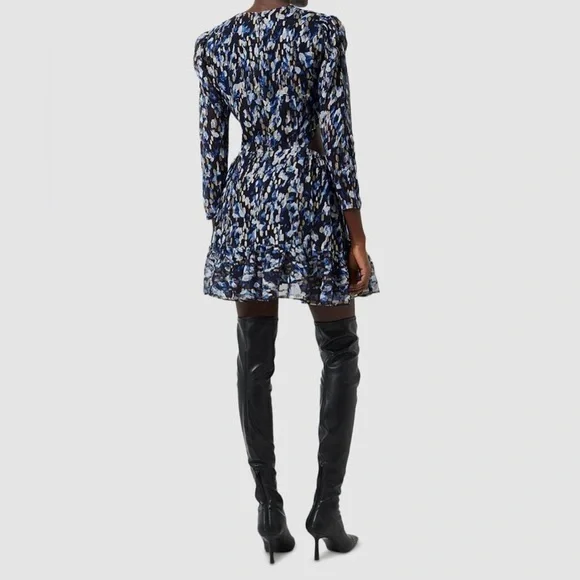 FRENCH CONNECTION Navy blue and gold waist cutout mini dress size 8. - Picture 2 of 16